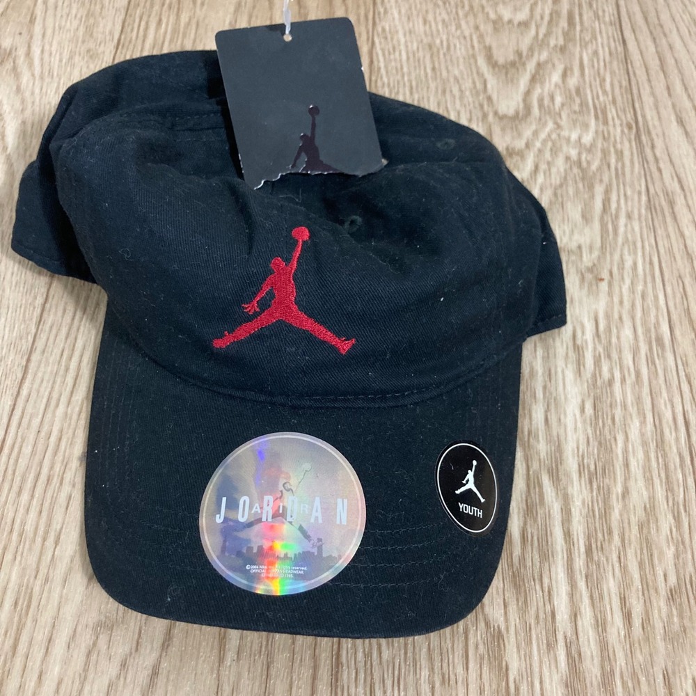 Jordan Jumpman Baseball Cap Youth One Size Black Red 0570-023 NEW